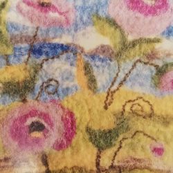 Card Felt Scene Pink Flowers