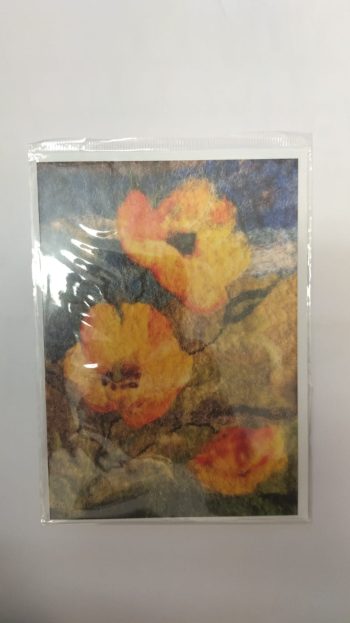 Card Felt Scene Orange Flowers